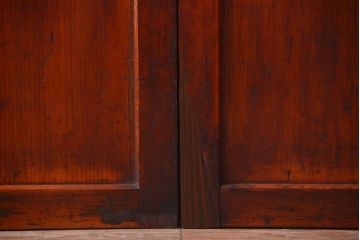 和製アンティーク　ダイヤガラス帯の古い木製引き戸4枚セット(ガラス帯戸)