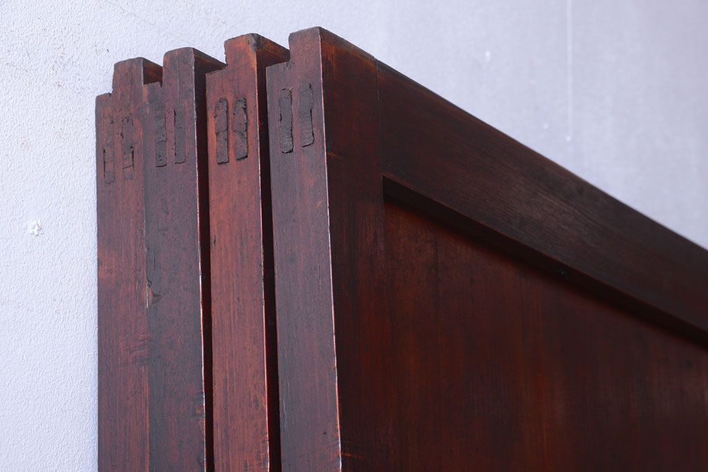 和製アンティーク　ダイヤガラス帯の古い木製引き戸4枚セット(ガラス帯戸)