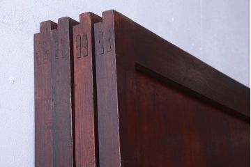 和製アンティーク　ダイヤガラス帯の古い木製引き戸4枚セット(ガラス帯戸)