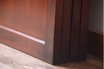 和製アンティーク　ダイヤガラス帯の古い木製引き戸4枚セット(ガラス帯戸)