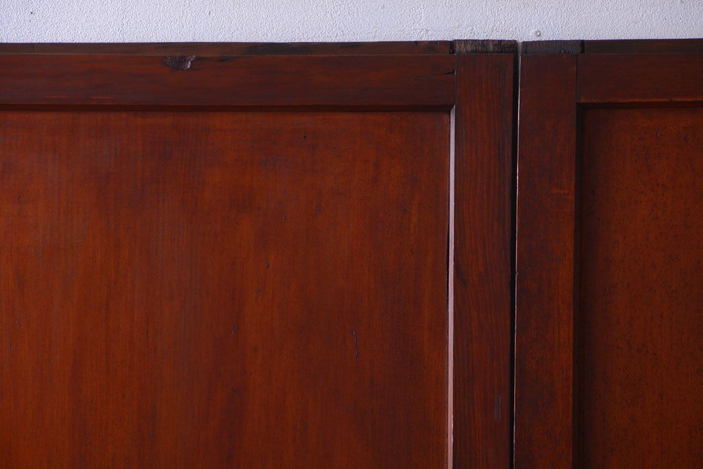 和製アンティーク　ダイヤガラス帯の古い木製引き戸4枚セット(ガラス帯戸)