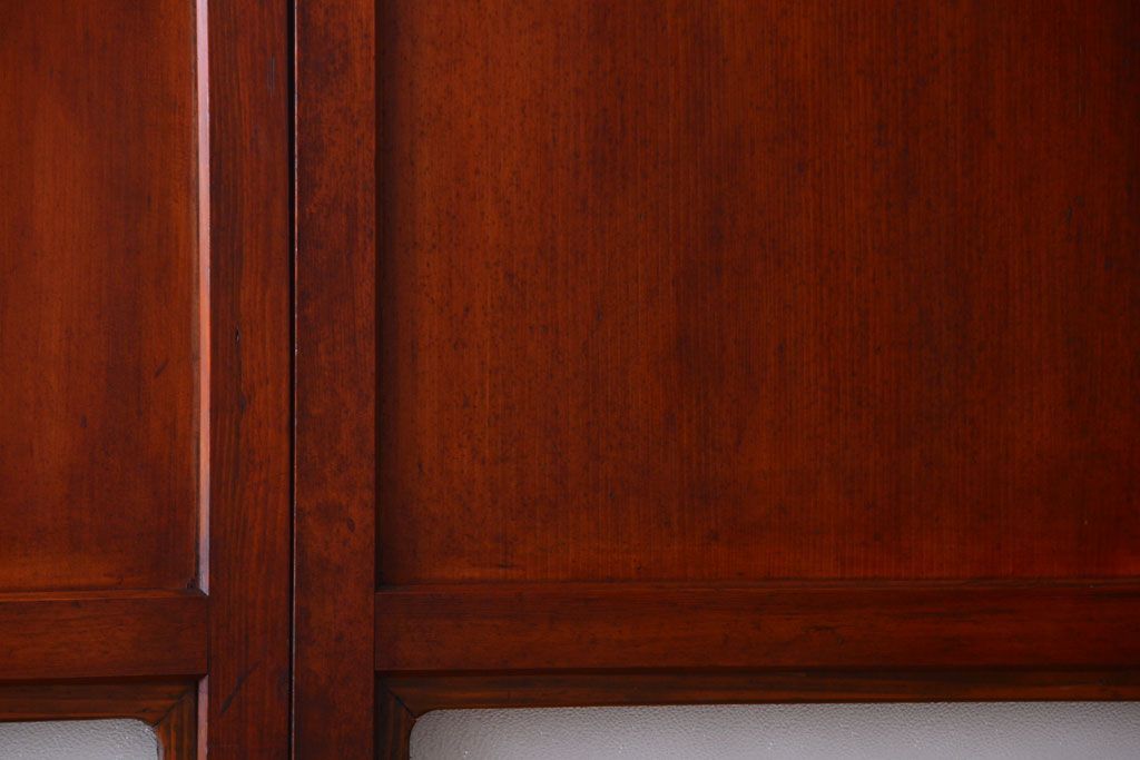 和製アンティーク　ダイヤガラス帯の古い木製引き戸4枚セット(ガラス帯戸)