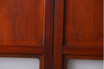 和製アンティーク　ダイヤガラス帯の古い木製引き戸4枚セット(ガラス帯戸)