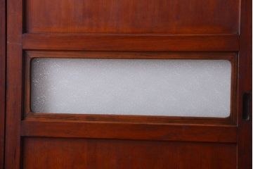 和製アンティーク　ダイヤガラス帯の古い木製引き戸4枚セット(ガラス帯戸)