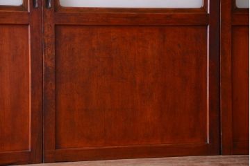 和製アンティーク　ダイヤガラス帯の古い木製引き戸4枚セット(ガラス帯戸)