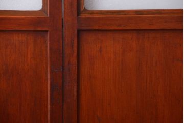 和製アンティーク　ダイヤガラス帯の古い木製引き戸4枚セット(ガラス帯戸)