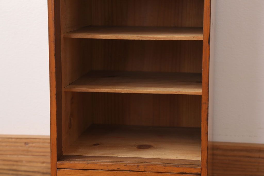 アンティーク家具　和製アンティーク　古い木の小ぶりなケンドン式扉の収納棚