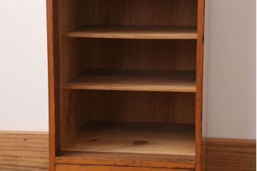 アンティーク家具　和製アンティーク　古い木の小ぶりなケンドン式扉の収納棚