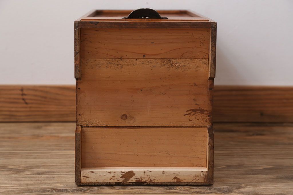 アンティーク家具　和製アンティーク　古い木の小ぶりなケンドン式扉の収納棚