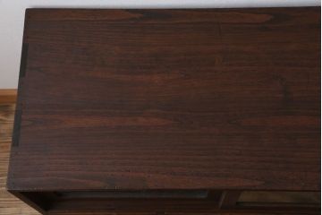 レトロ家具　昭和レトロ　気泡ガラス入り!アンティーク鉄脚ローボード