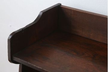 アンティーク家具　アンティーク　飾り棚付き!古い栓材のシンプルな引き戸本箱