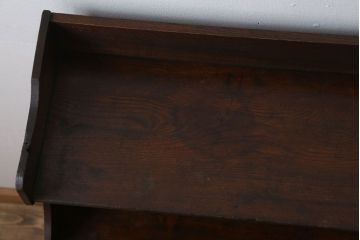 アンティーク家具　アンティーク　飾り棚付き!古い栓材のシンプルな引き戸本箱