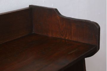 アンティーク家具　アンティーク　飾り棚付き!古い栓材のシンプルな引き戸本箱