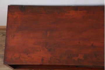 アンティーク家具　和製アンティーク　鉄脚付き!モールガラス引き戸のサイドボード(2)