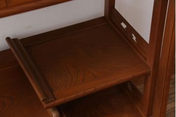 和製アンティーク　総欅材!彫刻が美しい高級美品茶棚(飾り棚)