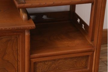 和製アンティーク　総欅材!彫刻が美しい高級美品茶棚(飾り棚)