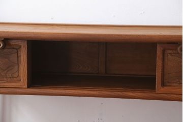 和製アンティーク　総欅材!彫刻が美しい高級美品茶棚(飾り棚)