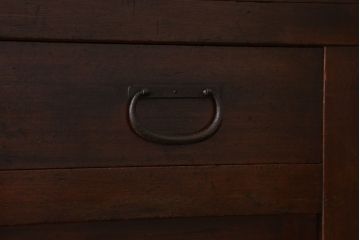 アンティーク家具　古民具・骨董　横桟引き戸のアンティーク美濃帳場箪笥