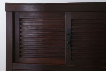 アンティーク家具　古民具・骨董　横桟引き戸のアンティーク美濃帳場箪笥