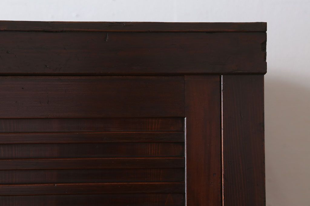 アンティーク家具　古民具・骨董　横桟引き戸のアンティーク美濃帳場箪笥