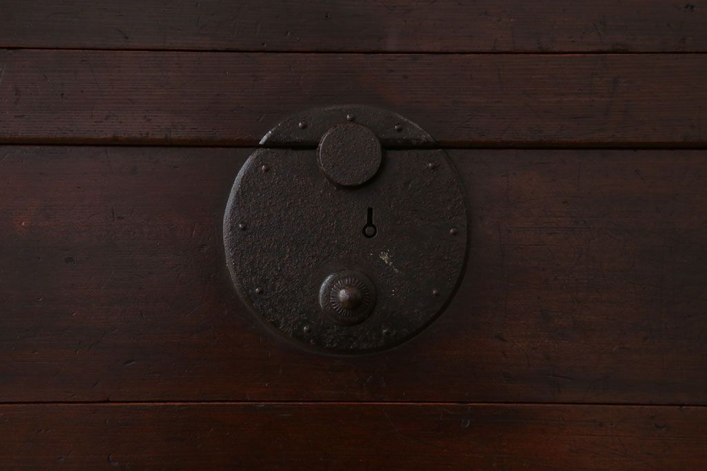 アンティーク家具　古民具・骨董　横桟引き戸のアンティーク美濃帳場箪笥