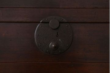 アンティーク家具　古民具・骨董　横桟引き戸のアンティーク美濃帳場箪笥