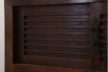 アンティーク家具　古民具・骨董　横桟引き戸のアンティーク美濃帳場箪笥