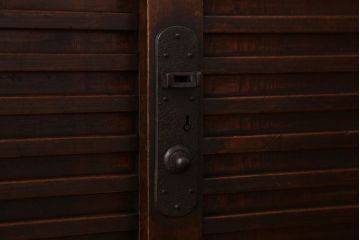 アンティーク家具　古民具・骨董　横桟引き戸のアンティーク美濃帳場箪笥