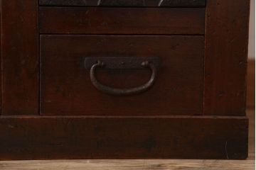 アンティーク家具　古民具・骨董　横桟引き戸のアンティーク美濃帳場箪笥