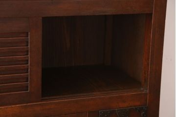 アンティーク家具　古民具・骨董　横桟引き戸のアンティーク美濃帳場箪笥