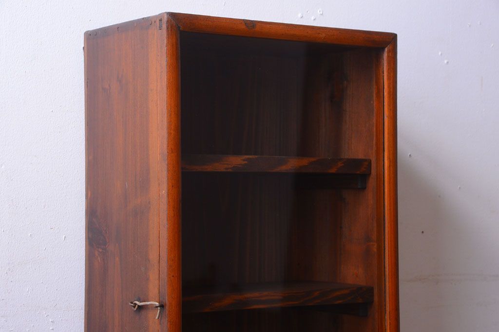 レトロ家具　昭和レトロ　古い木のアンティーク壁掛け収納棚