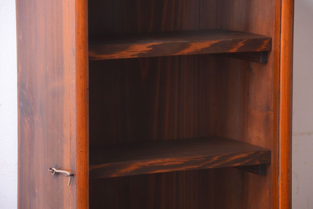 レトロ家具　昭和レトロ　古い木のアンティーク壁掛け収納棚