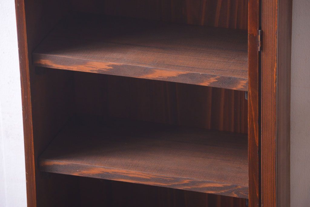 レトロ家具　昭和レトロ　古い木のアンティーク壁掛け収納棚