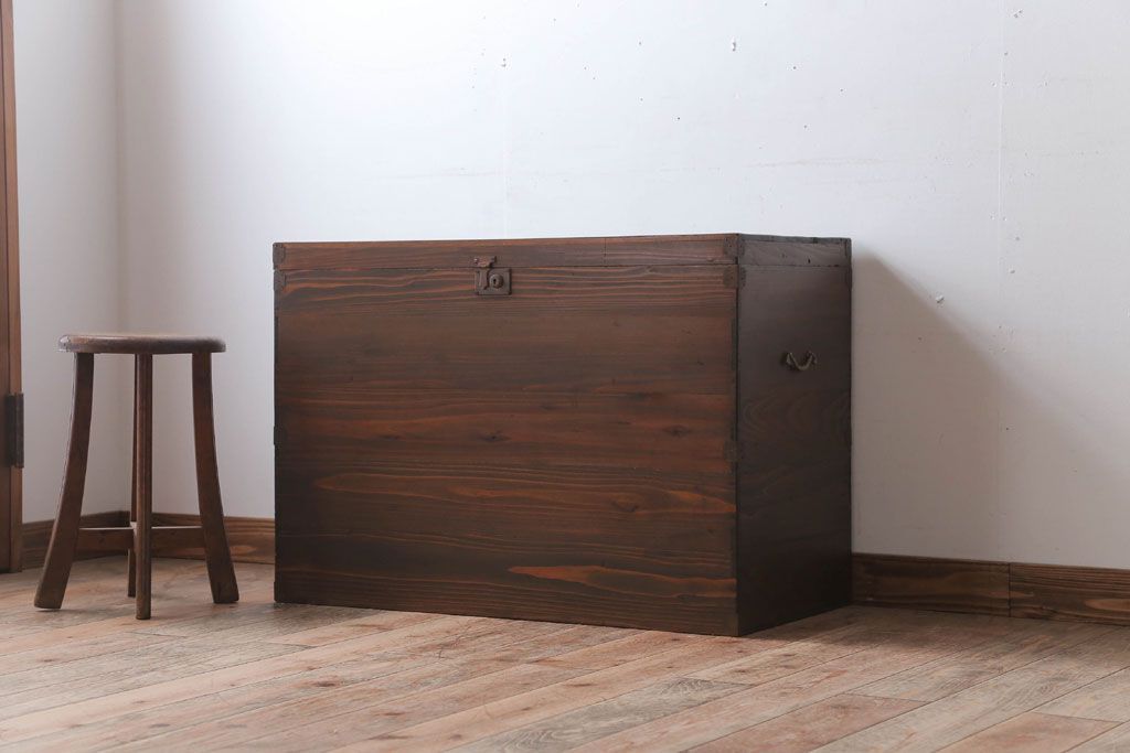 アンティーク雑貨　和製アンティーク　古い木製の大きな収納箱(収納ボックス)