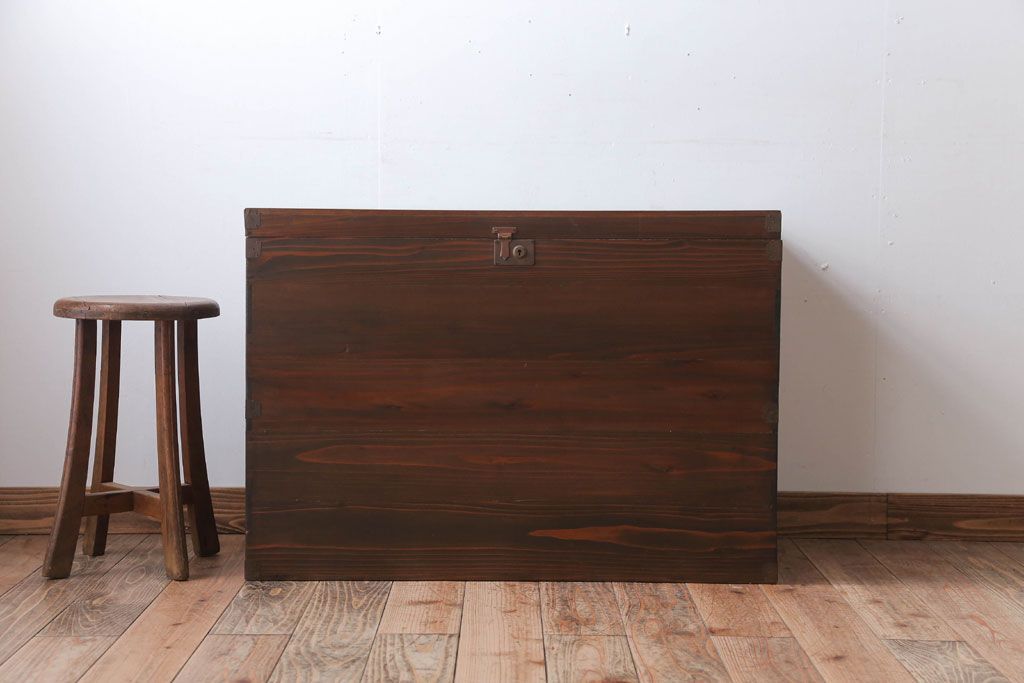 アンティーク雑貨　和製アンティーク　古い木製の大きな収納箱(収納ボックス)