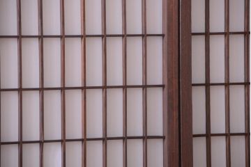 和製アンティーク　モールガラス帯の障子戸4枚セット