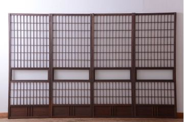 和製アンティーク　モールガラス帯の障子戸4枚セット