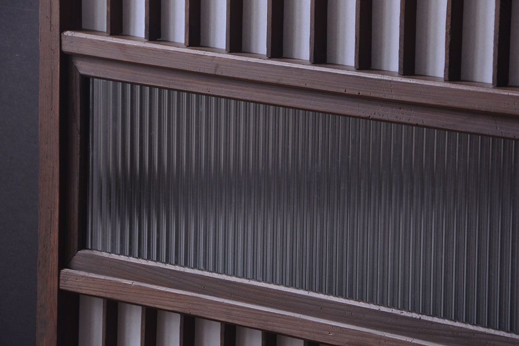 和製アンティーク　モールガラス帯の障子戸4枚セット