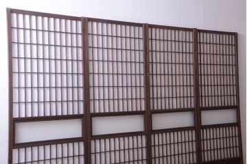 和製アンティーク　モールガラス帯の障子戸4枚セット