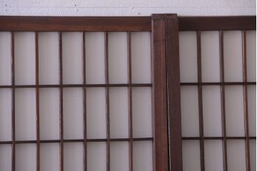 和製アンティーク　モールガラス帯の障子戸4枚セット