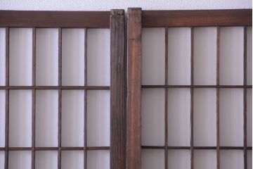 和製アンティーク　モールガラス帯の障子戸4枚セット