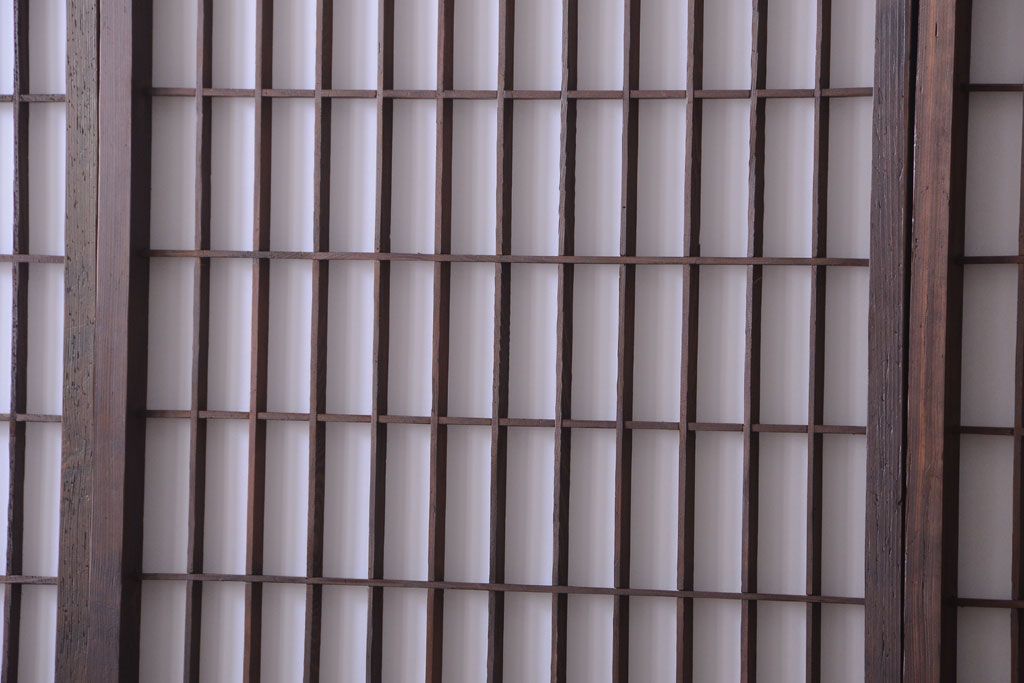 和製アンティーク　モールガラス帯の障子戸4枚セット