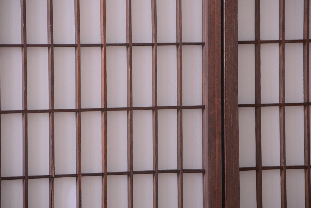 和製アンティーク　モールガラス帯の障子戸4枚セット