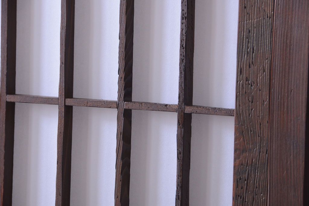 和製アンティーク　モールガラス帯の障子戸4枚セット