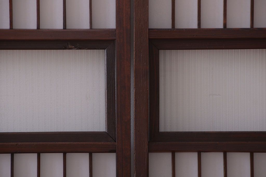 和製アンティーク　モールガラス帯の障子戸4枚セット