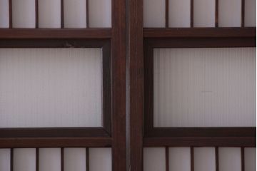 和製アンティーク　モールガラス帯の障子戸4枚セット