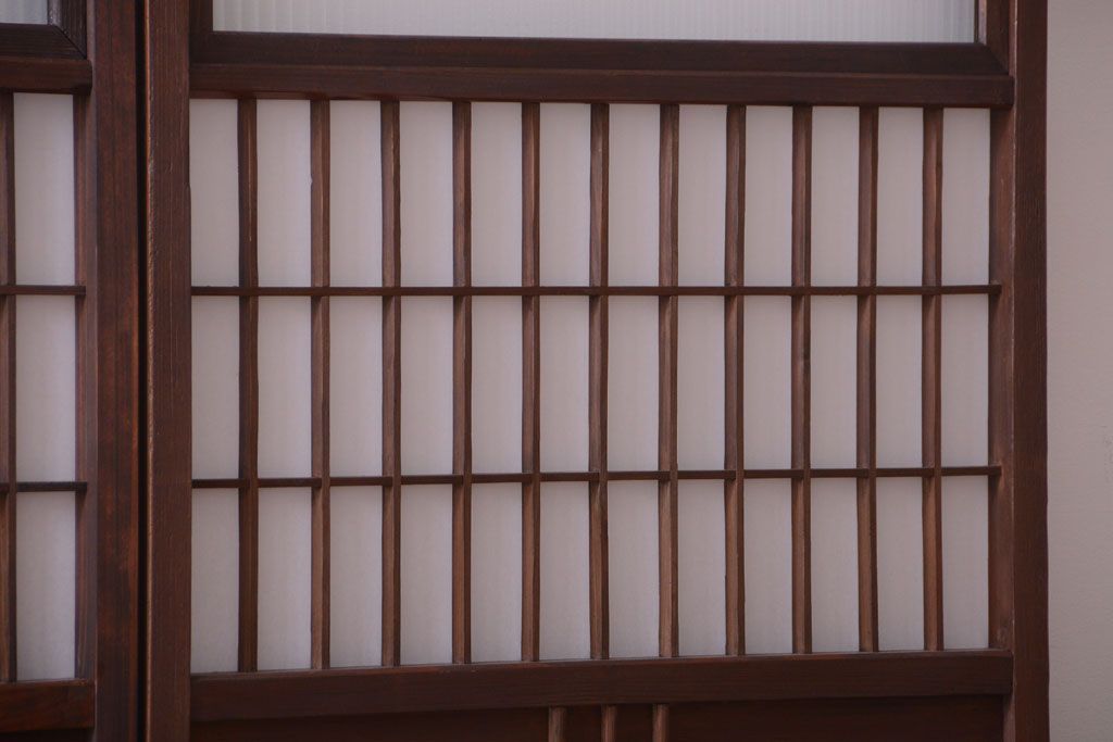 和製アンティーク　モールガラス帯の障子戸4枚セット