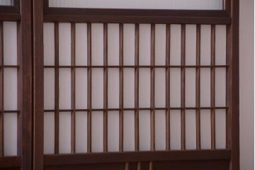 和製アンティーク　モールガラス帯の障子戸4枚セット