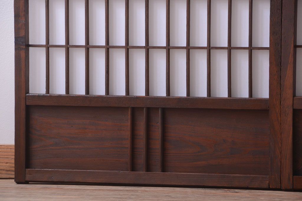 和製アンティーク　モールガラス帯の障子戸4枚セット