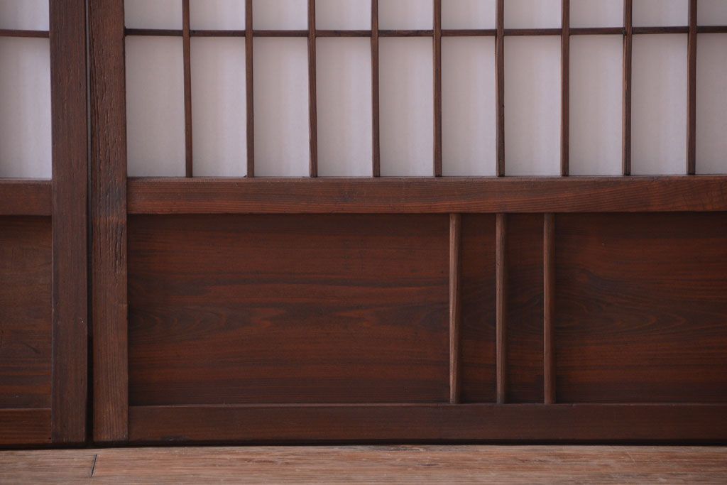 和製アンティーク　モールガラス帯の障子戸4枚セット